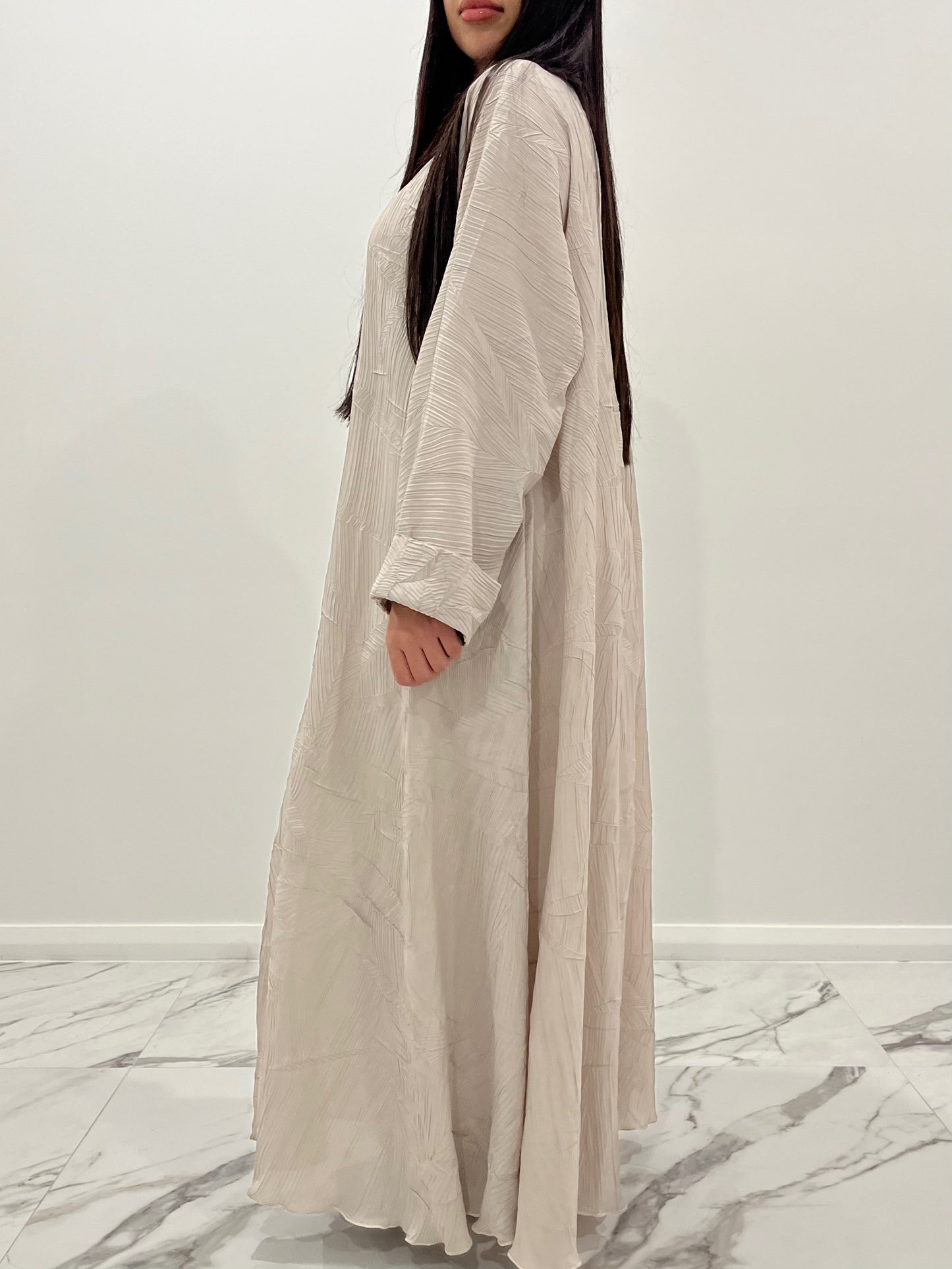 Beige Puffy Abaya