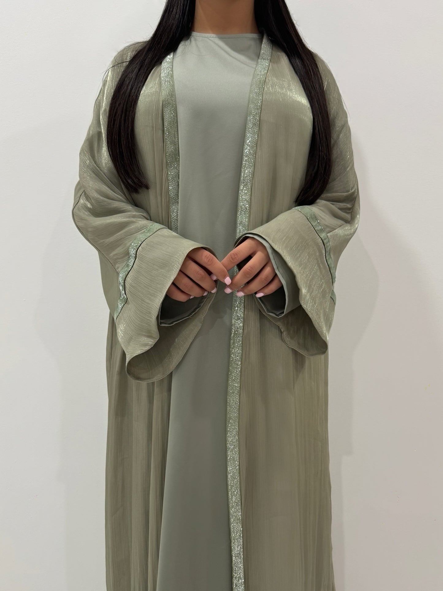 Sage Velvet Sparkle Abaya
