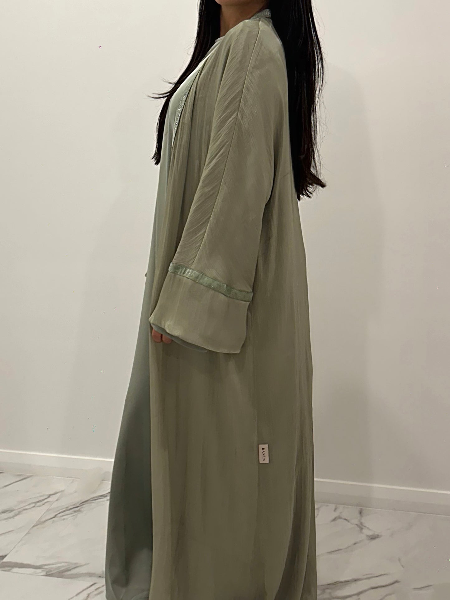 Sage Velvet Sparkle Abaya