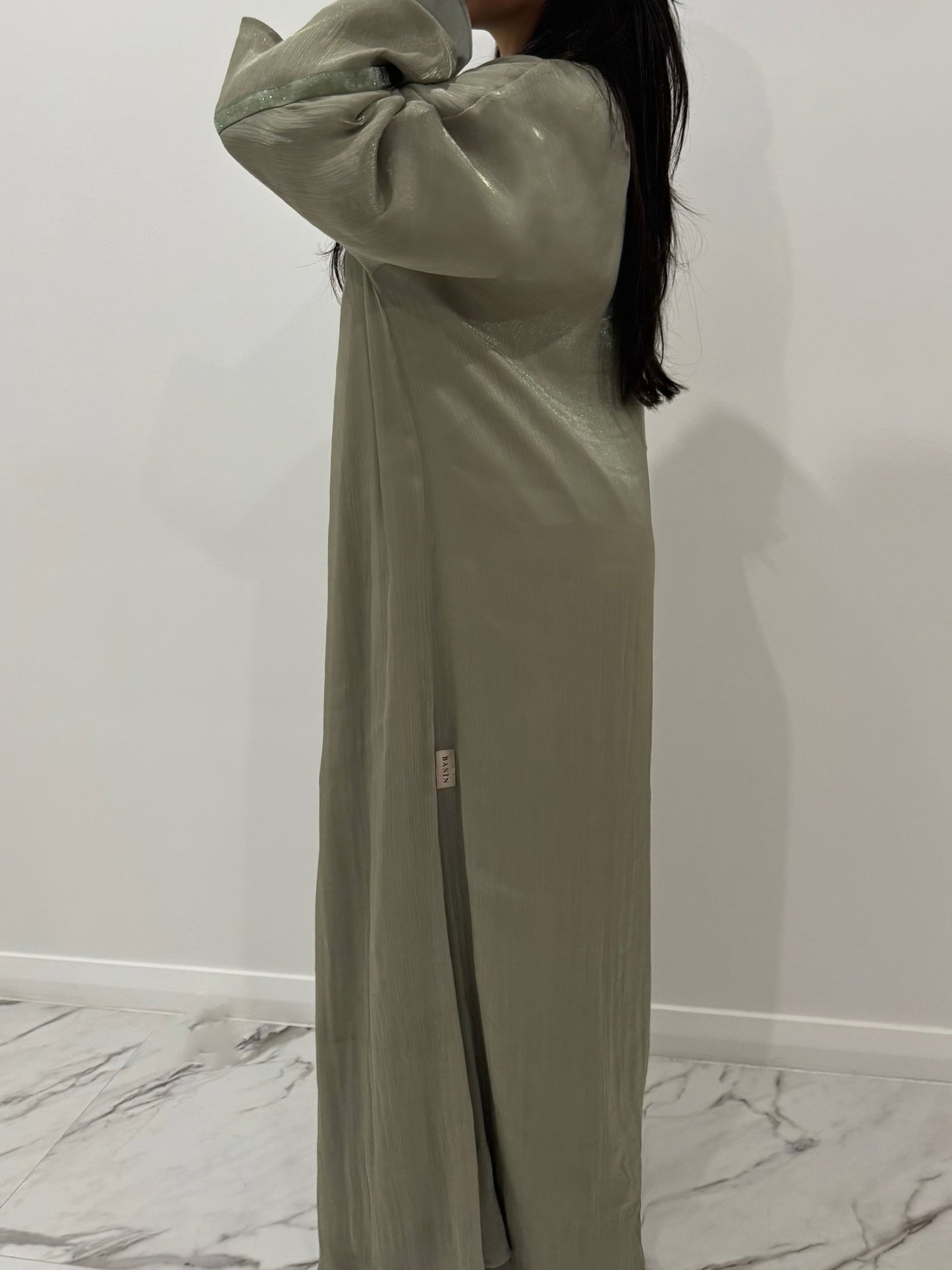 Sage Velvet Sparkle Abaya