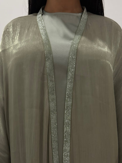 Sage Velvet Sparkle Abaya